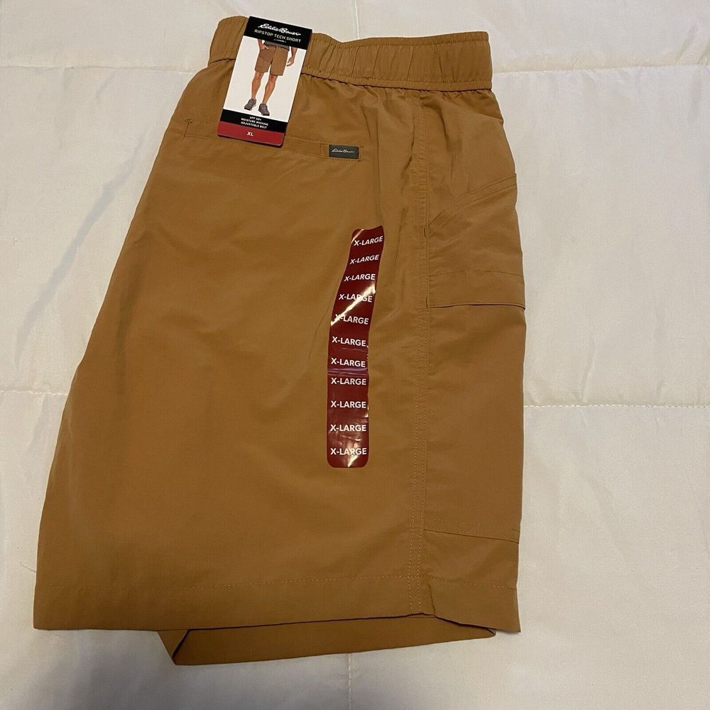 Eddie Bauer Men's Tech Pull On Shorts Cargo‎ Nylon Ripstop Brown XL